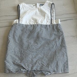 Jacadi navy and white striped romper